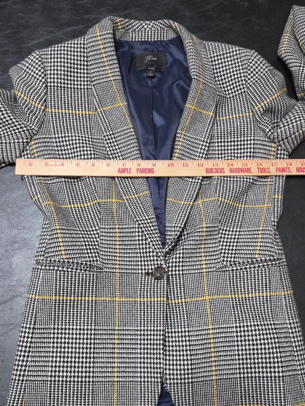 J.Crew Parke Blazer Size 2 Glen Plaid Wool Blend Houndstooth Jacket Yellow Black
